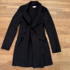 Madrag black long sleeve lapel tied mini a-line dress size small S 
 b63